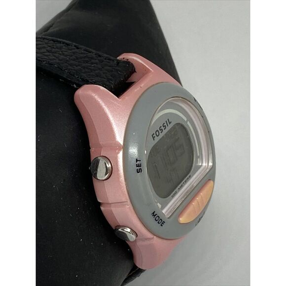 Fossil DQ1166 Women's Black Leather Digital Gray Dial Quartz Genuine Watch LJ311 - Picture 5 of 12